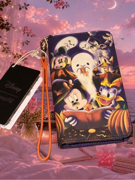 Loungefly Handbags - Loungefly Purple Halloween Character Wristlet Wallet with Orange Strap